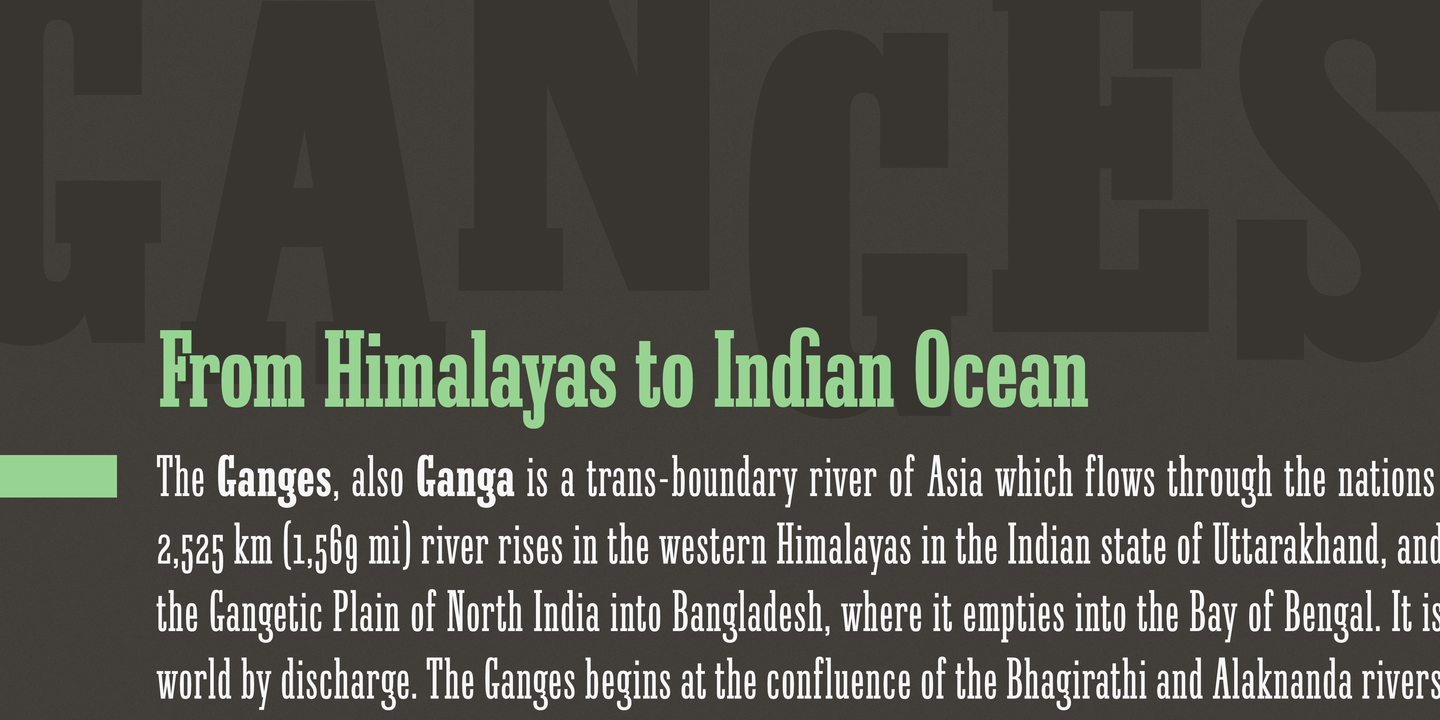 Пример шрифта Ganges Slab Thin Oblique